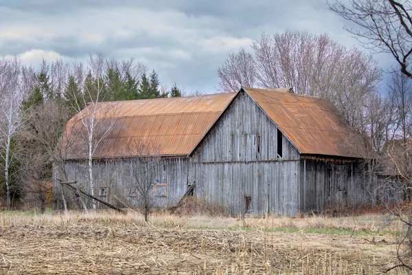 Old Wooden Barn Sits Idle Country Road Ontario Canada — Photo