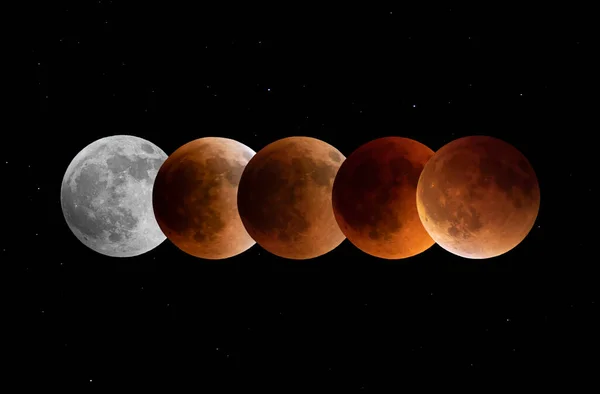 Super Flower Blood Moon Series Zaćmienie Księżyca Ogółem Zrobione Dniu — Zdjęcie stockowe