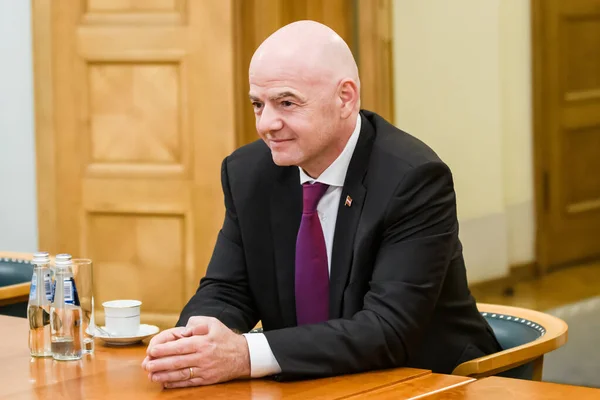 Riga Latvia Octubre 2021 Gianni Infantino Presidente Fifa Reúne Con — Foto de Stock