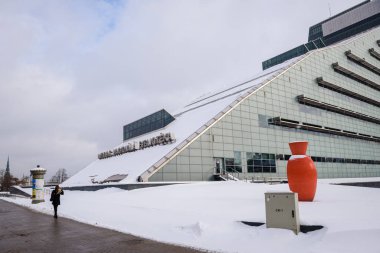 RIGA, LATVIA. 2 Şubat 2021. Letonya Ulusal Kütüphanesi.
