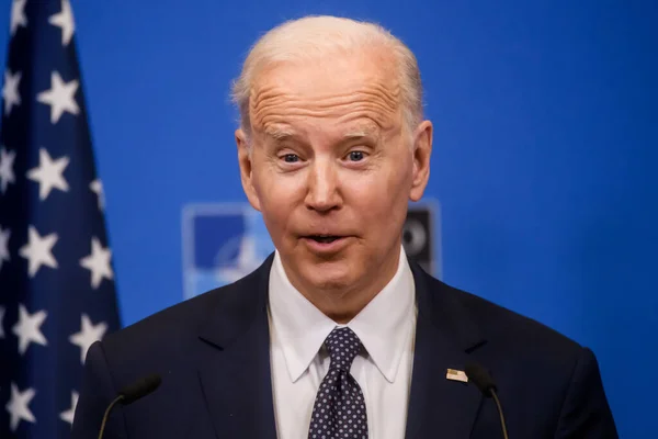 Bruxelas Bélgica Março 2022 Joe Biden Presidente Dos Eua Durante — Fotografia de Stock