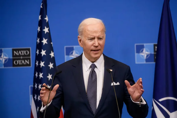 Bruxelas Bélgica Março 2022 Joe Biden Presidente Dos Eua Durante — Fotografia de Stock