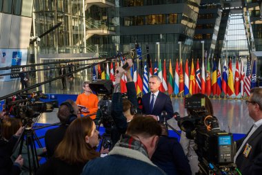 BRÜZSEL, BELGIUM. 24 Mart 2022. NATO Olağanüstü YAZETİ. Brüksel, Belçika