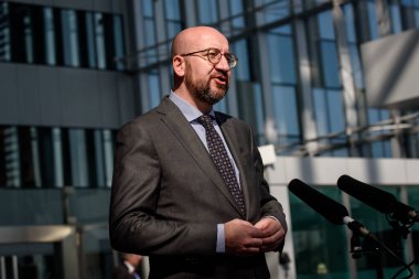 BRÜZSEL, BELGIUM. 24 Mart 2022. Avrupa Konseyi Başkanı Charles Michel G7 Zirvesine geldi.