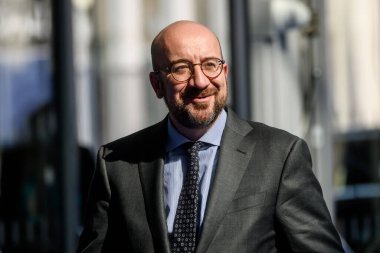 BRÜZSEL, BELGIUM. 24 Mart 2022. Avrupa Konseyi Başkanı Charles Michel G7 Zirvesine geldi.