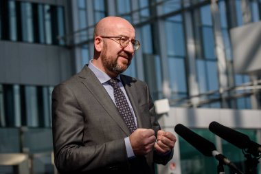 BRÜZSEL, BELGIUM. 24 Mart 2022. Avrupa Konseyi Başkanı Charles Michel G7 Zirvesine geldi.