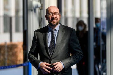 BRÜZSEL, BELGIUM. 24 Mart 2022. Avrupa Konseyi Başkanı Charles Michel G7 Zirvesine geldi.