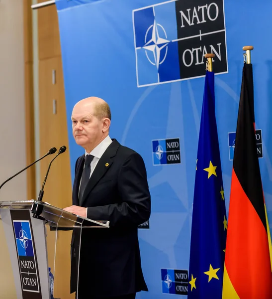 Βρυξελλεσ Βελγιο Μαρτίου 2022 Olaf Scholz Καγκελάριος Της Γερμανίας Κατά — Φωτογραφία Αρχείου