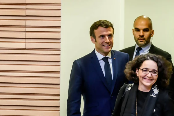 Bruxelles Belgique Mars 2022 Emmanuel Macron Président France Lors Une — Photo