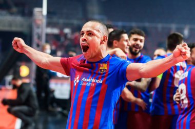 RIGA, LATVIA. 1 Mayıs 2022. UEFA FUTSAL CHAMPIONS Lideri 2022 arasındaki final maçı. FC Barcelona Futsal ve Sportif CP
