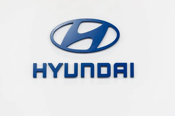 Riga Latvia 2022 Hyundai Logotyp Auto 2022 Utställning Sydkoreansk Multinationell — Stockfoto