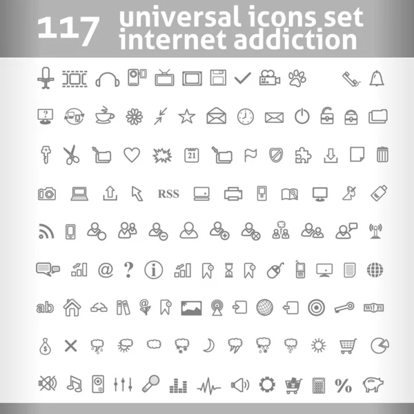 117 universal ikoner anger. Vector insamling — Stock vektor