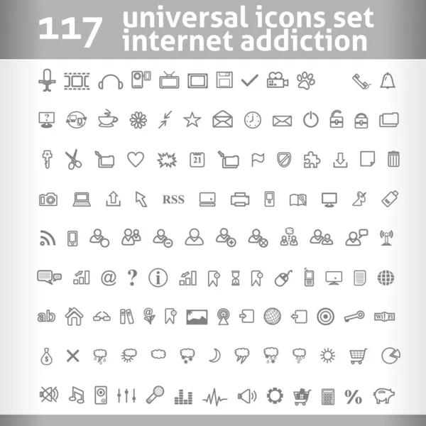 117 evrensel simgeleri ayarlayın. vektör toplama — Stok Vektör