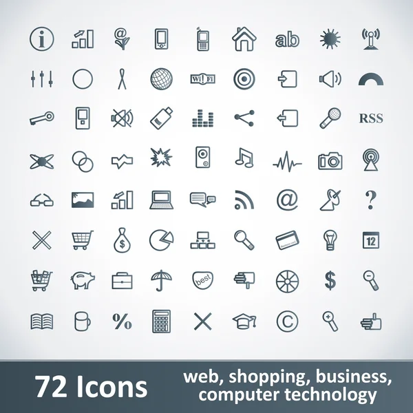 Conjunto de iconos grandes. 72 Artículos — Vector de stock