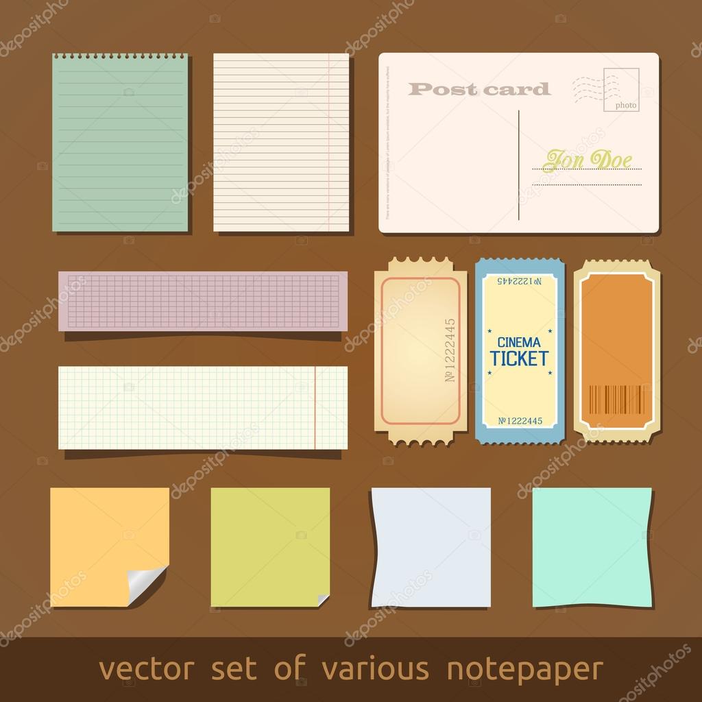 Collection of various notes paper and post card
