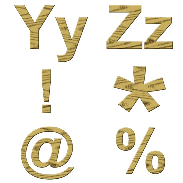 Houten lettertypen en symbolen — Stockfoto