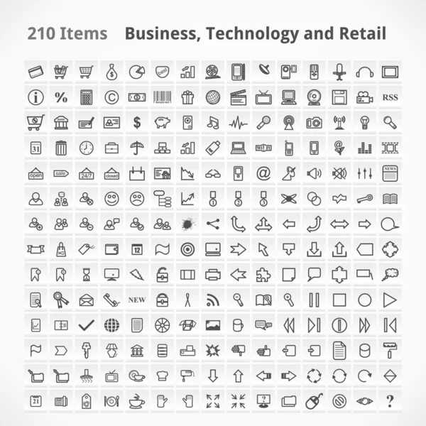 业务、 技术和零售项目 — 图库矢量图片