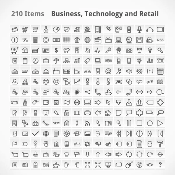 Предметы бизнеса, технологии и розничная торговля — стоковый вектор