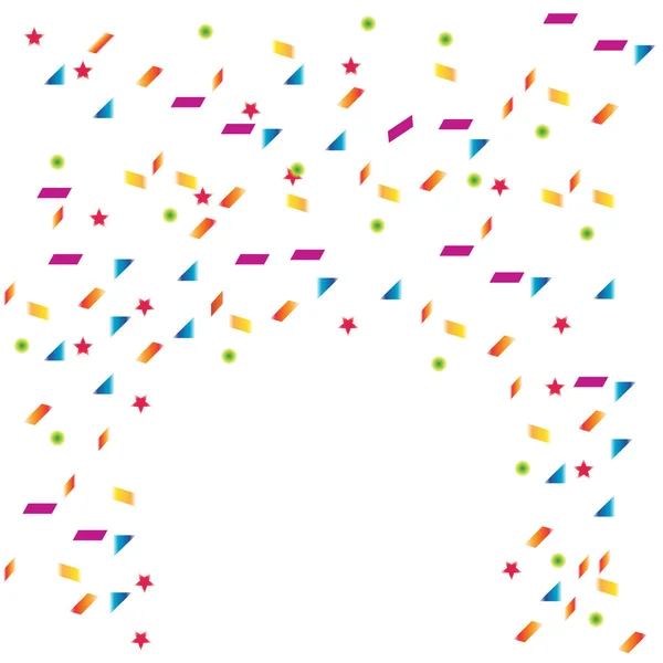 Color confetti on white background. Celebration template with confetti and ribbons. Greeting card. Jpeg design illustration — Stock Photo, Image