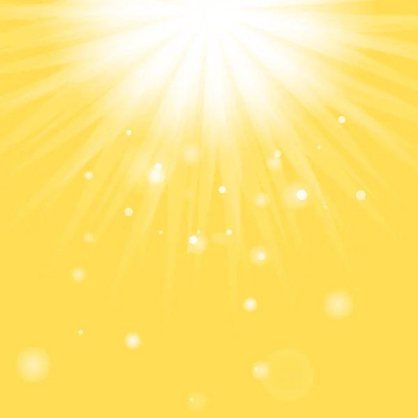 Raios de sol deslumbrantes com bokeh no fundo amarelo. Bela bandeira ensolarada com raios de sol sunburst. Abstract modelo colorido jpeg ilustração — Fotografia de Stock