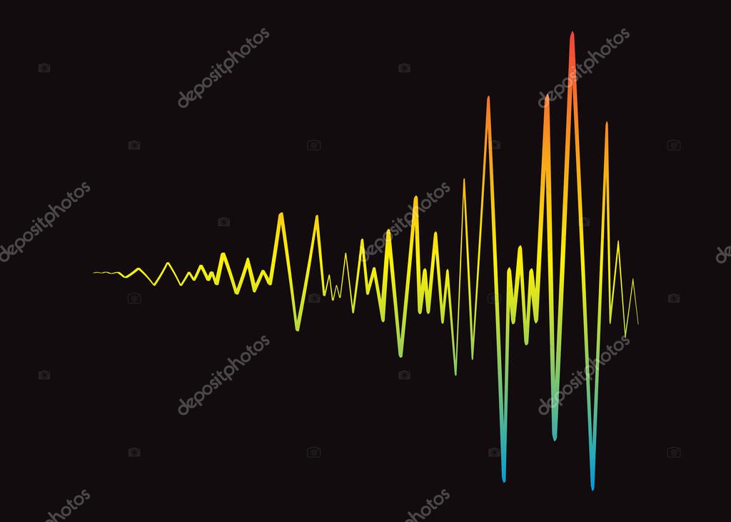Music rainbow wave player logo. Colorful equalizer elementon black background. Isolated design symbol. Jpeg illustration.
