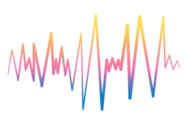 Müzik rengi dalga logosu. Nabız sesli müzik çalar pankartı. Renkli ses eşitleyici elementi. İzole tasarım sembolü beyaz bir arkaplan. Jpeg İllüstrasyonu