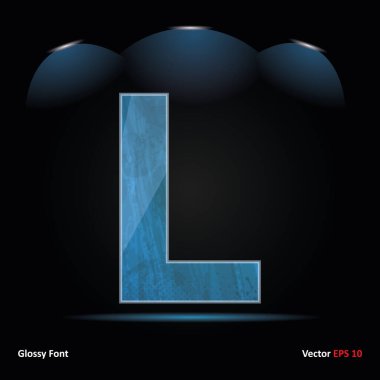 Parlak Grunge Yazı Tipi. L harfi. Karanlık Vektör Arkaplanı.