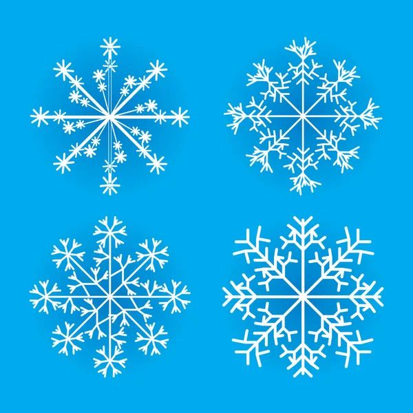 Fiocco Neve Invernale Set Bianco Isolato Icona Silhouette Sfondo Blu — Foto Stock