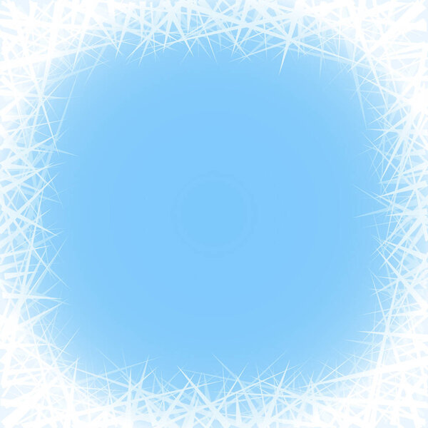 Winter frozen window. White ice lines design decorative frame. Jpeg illustration snow crystal texture border. Holidays greeting invitation with grunge pattern
