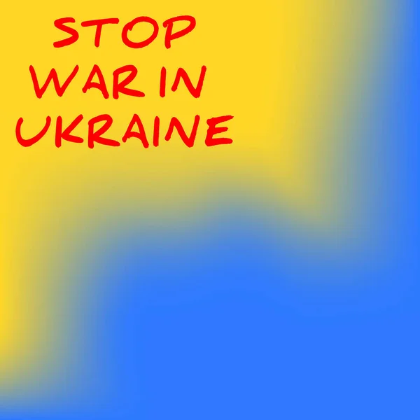 Stoppt den Krieg in der Ukraine auf blau-gelben ukrainischen Flaggen Hintergrund. Kein Krieg, keine Aggression. Vektorillustration — Stockvektor