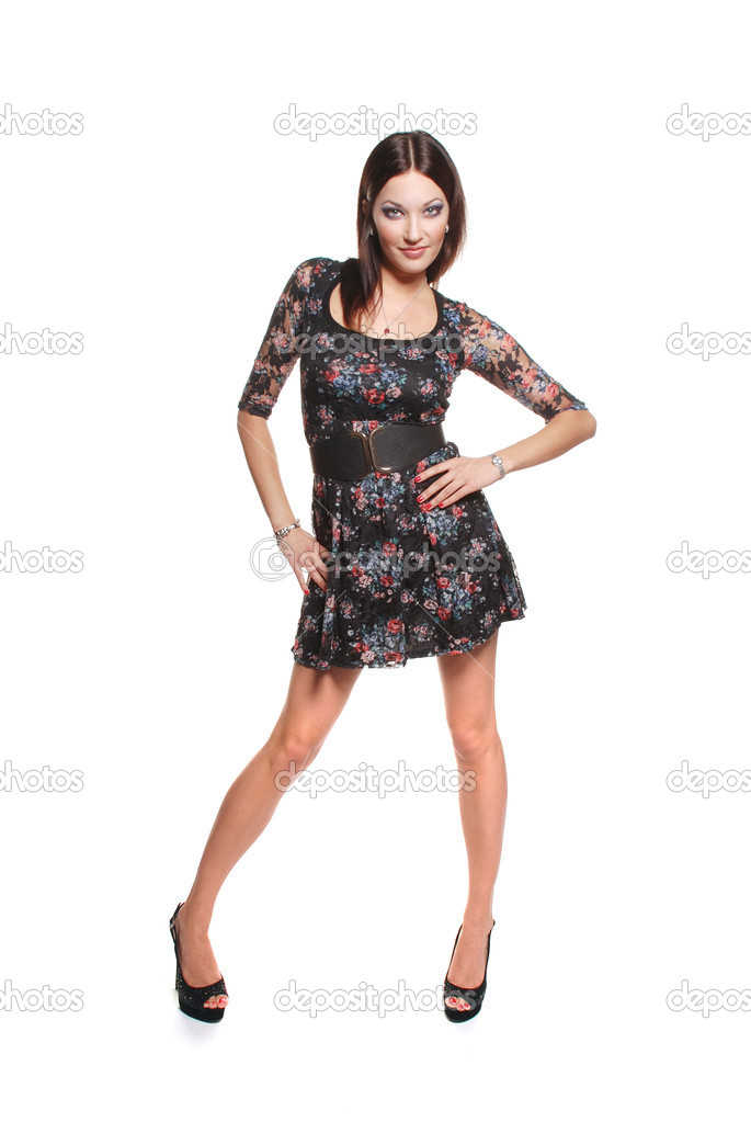 Cheerful playful girl in dress