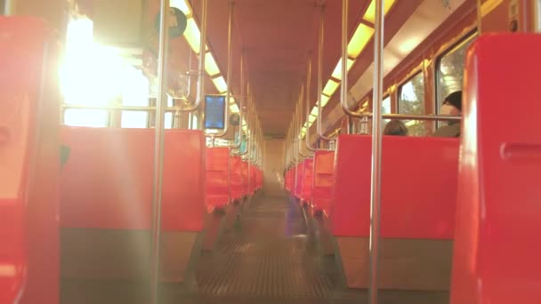 Helsinki Finlandia Octubre 2021 Stromberg M100 Metro Tren Interior — Vídeo de stock