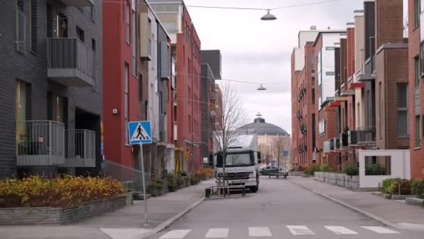 Helsinki Finlandia Noviembre 2021 Modern Nordic Architecture Las Fachadas Ladrillos — Vídeo de stock