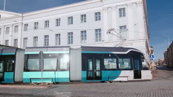 Helsingfors November 2021 Den Helt Nya Spårvagnen Forcity Smart Artic — Stockvideo