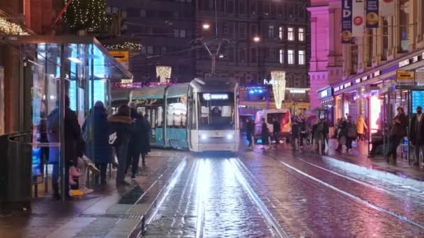 Helsinki Finlandia Noviembre 2021 Flamante Tranvía Forcity Smart Artic Jokeri — Vídeos de Stock