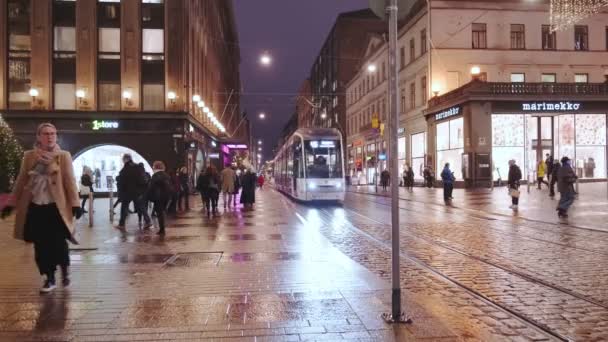 Helsinki Finlandia Noviembre 2021 Flamante Tranvía Forcity Smart Artic Jokeri — Vídeo de stock