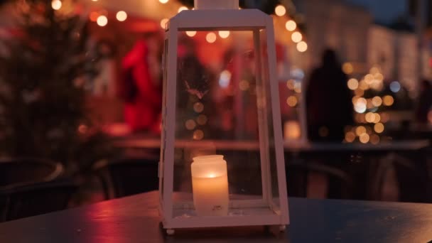 Candle Glass Lantern Christmas Market Helsinki Finland — Stock Video