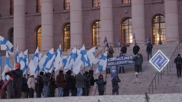 Helsinki Finnország 2021 December Hagyományos Tüntetés Függetlenség Napján Finn Parlament — Stock videók