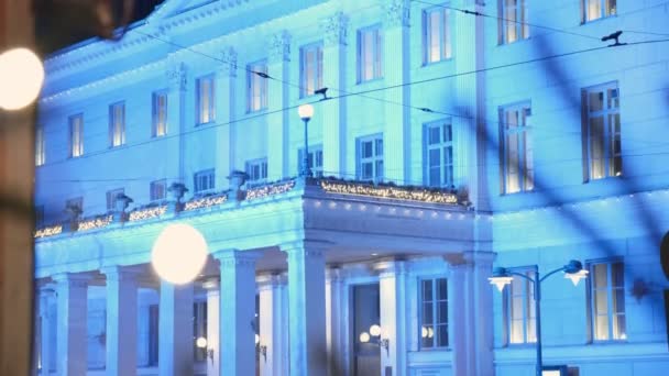 Helsinki Finland December 2021 Helsinki City Hall Decorated Christmas — Video Stock