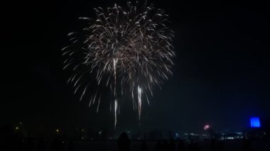 Geleneksel Yeni Yıl havai fişekleri 2022 yılında Helsinki, Finlandiya 'da