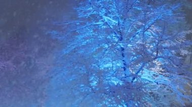 Finlandiya, Helsinki 'de gece yoğun kar yağışı.