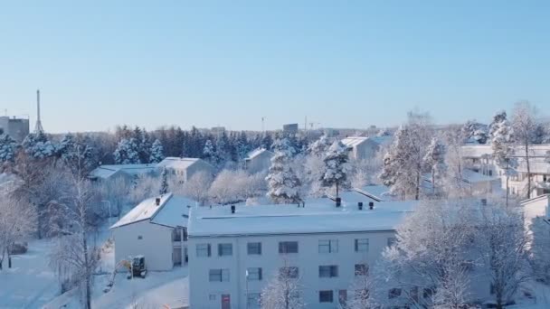 Vista del barrio después de la fuerte tormenta de nieve. — Vídeos de Stock