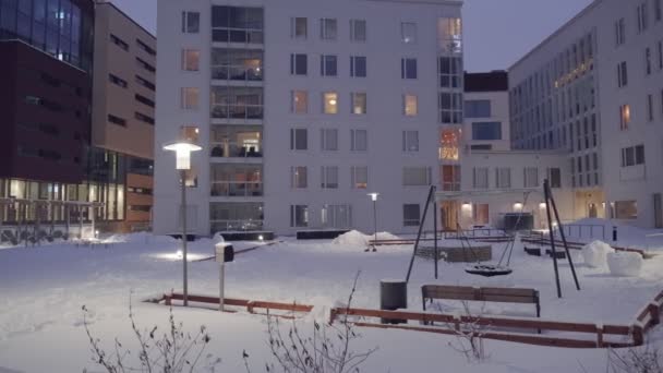 Snötäckt gata efter snöstormen — Stockvideo