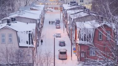 Karlı kış mevsiminde Puu Vallila 'nın manzarası.