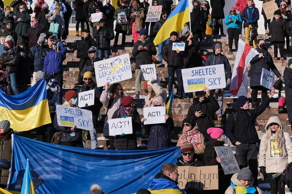 Ukrayna 'daki Rus saldırısına karşı gösteri — Stok fotoğraf