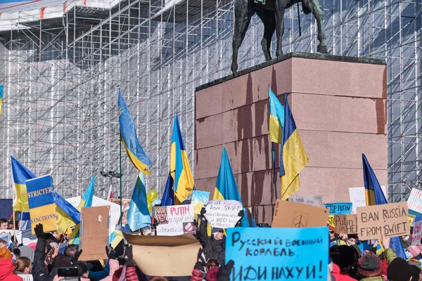 Manifestación contra la agresión rusa en Ucrania Imagen de archivo