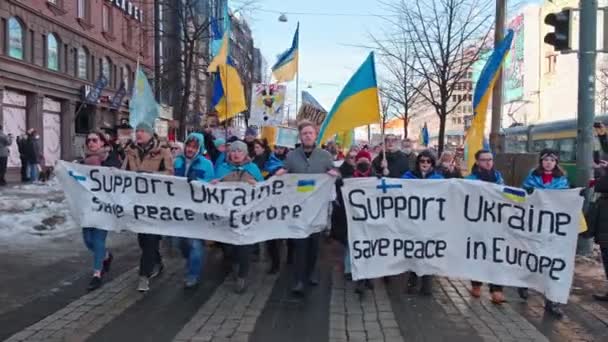 Demonstráció az orosz agresszió ellen Ukrajnában — ingyenes stock videó