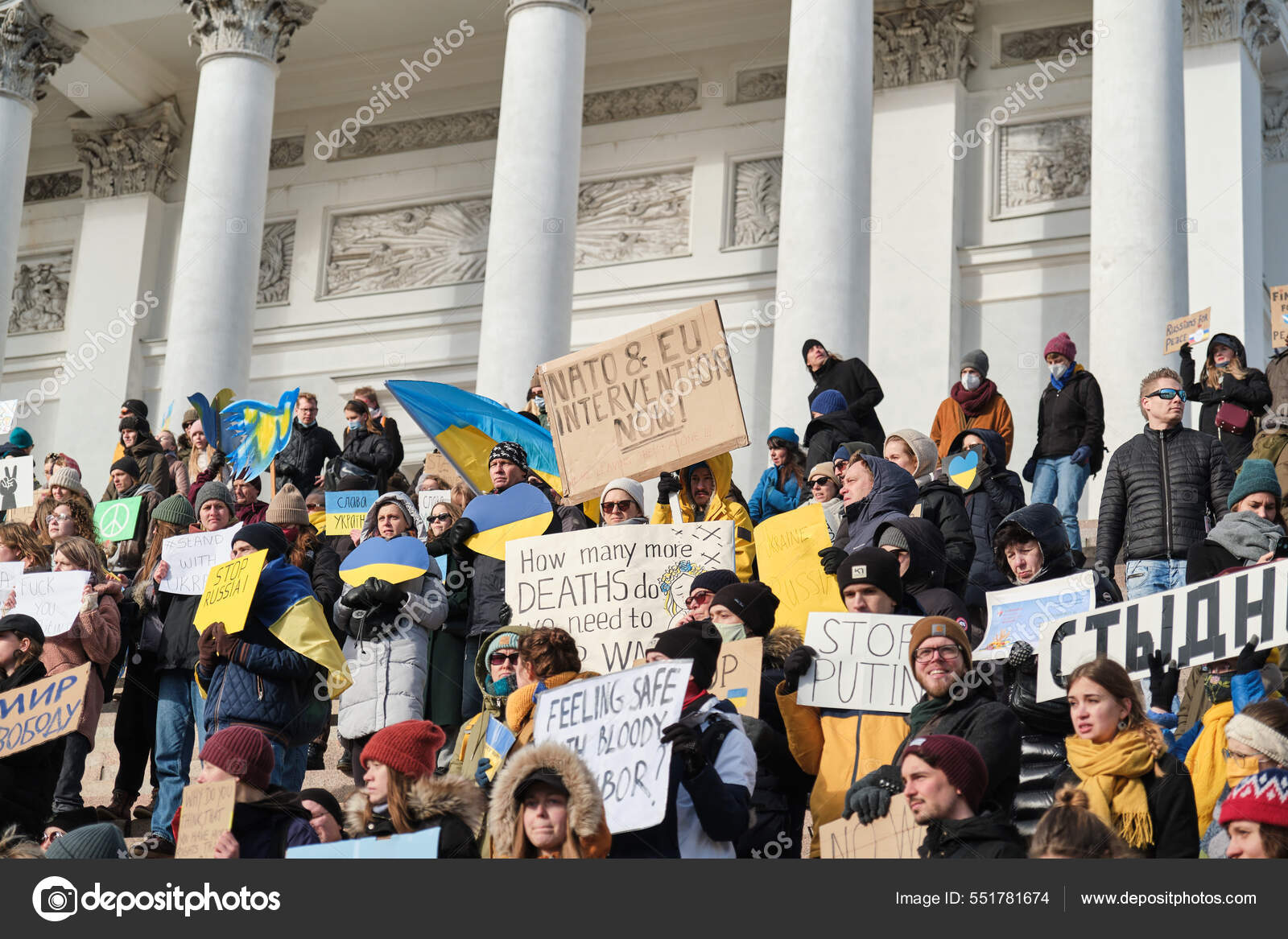 Demonstration Against The Russian Aggression In Ukraine – Stock.