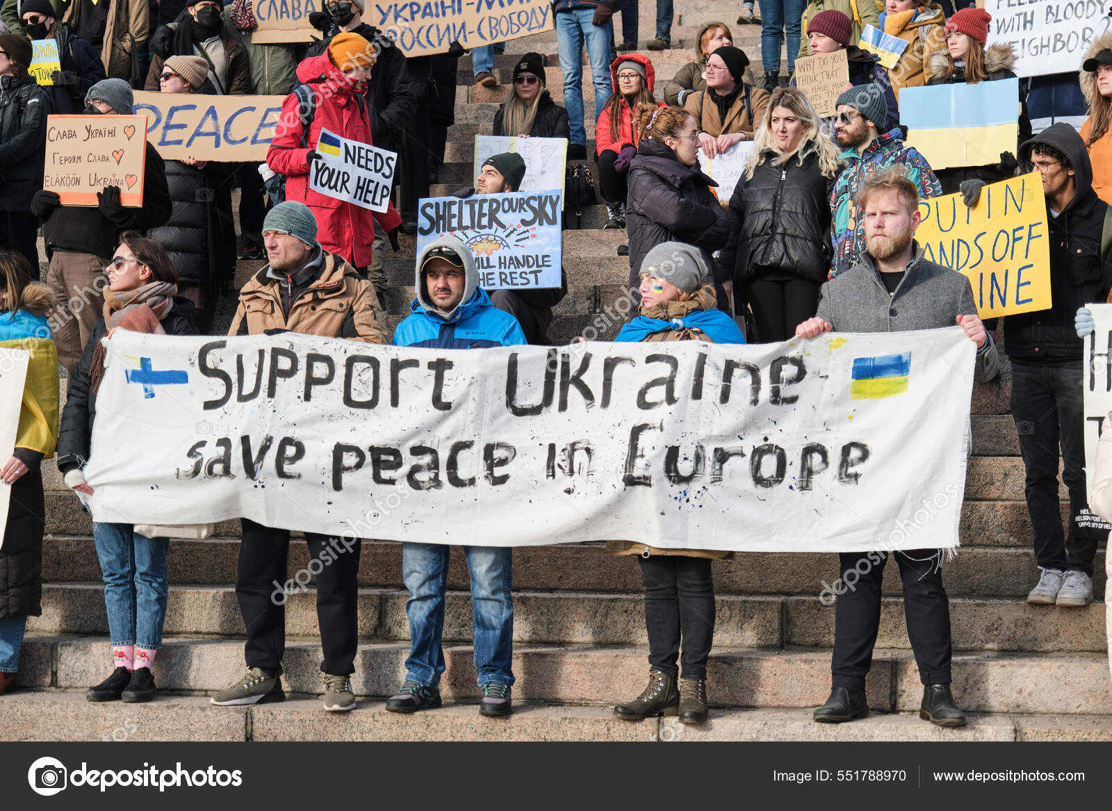Demonstration Against The Russian Aggression In Ukraine – Stock.