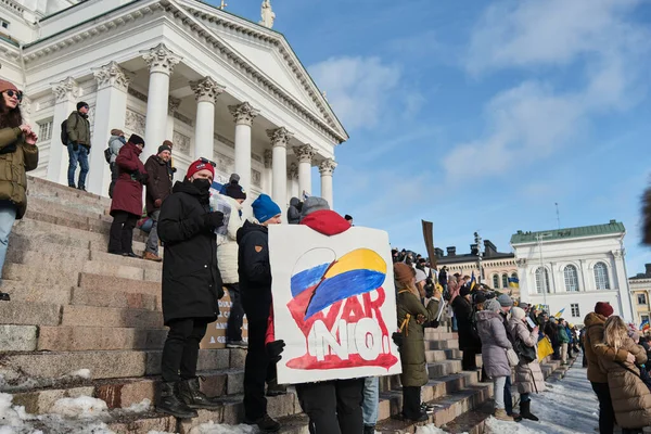 Manifestación contra la agresión rusa en Ucrania Imágenes de stock libres de derechos